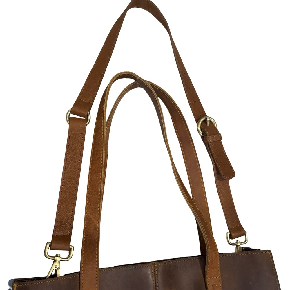 Le Papillon Large Brown Leather Tote - Picture 14 of 16